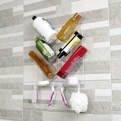Easy-Clean Rust Proof Shower Caddy & Bath Organiser Shelf | Damage-Free Adhesive Install, 3-Year No-Fall Guarantee