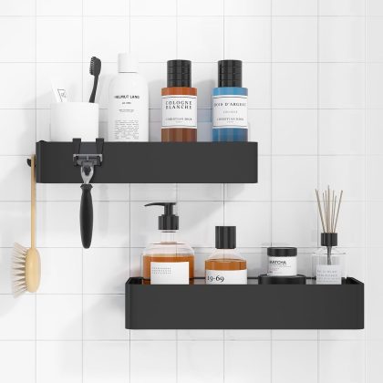 2-Pack Adhesive Shower Caddy, Quick-Dry Rustproof Metal Shelves