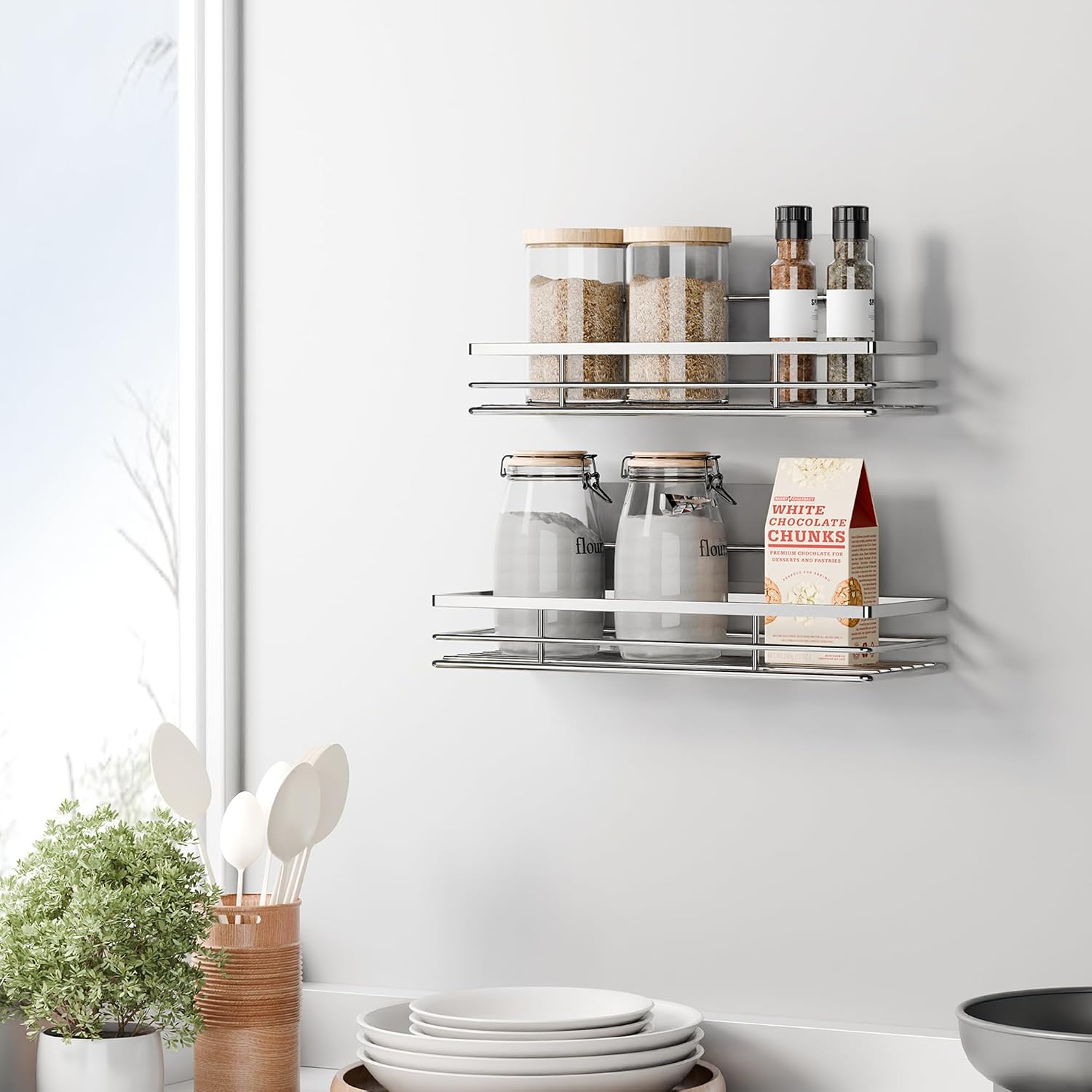 Stainless Steel No-Drill Shower Caddy, 2-Pack, Silver, 11.8 x 4.3 Inches - Image 8