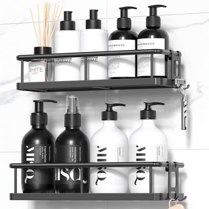 2-Piece Rustproof Shower Caddy, No-Drill Wall Mount, Large Capacity