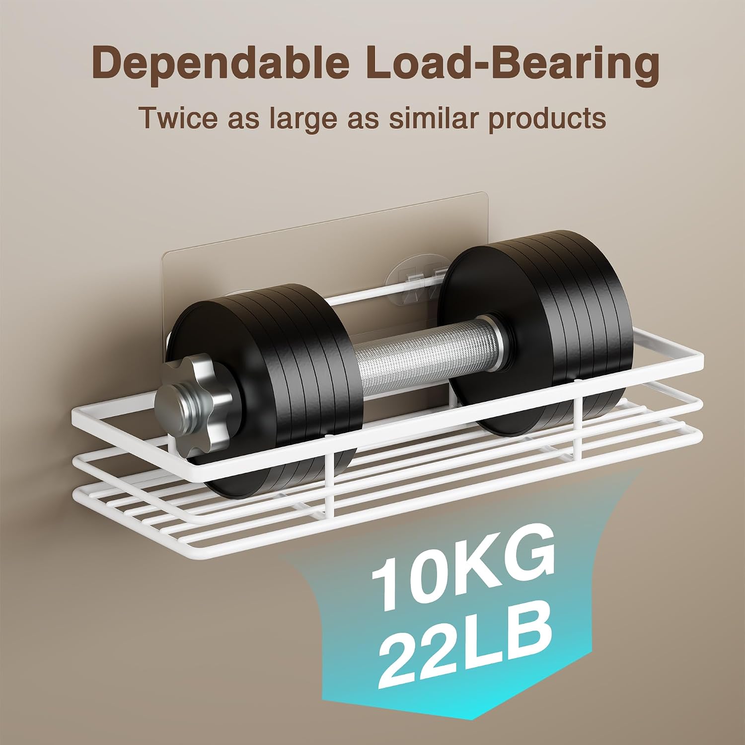 No-Drilling Shower Caddy 2-Pack, Adhesive Bathroom Organizer 11.8x4.3", Stainless Steel White - Image 6