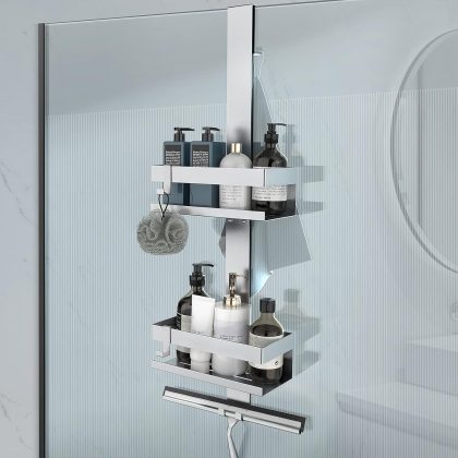 Over Door Shower Caddy, SUS304 Stainless Steel, No Drilling, Silver