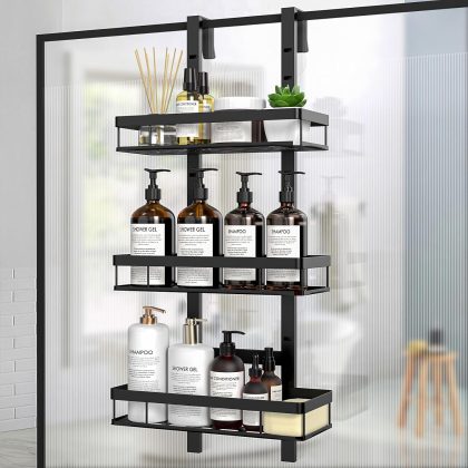 Hanging 3-Tier Over Door Shower Caddy, Adjustable Height, No Drilling Bathroom Organiser