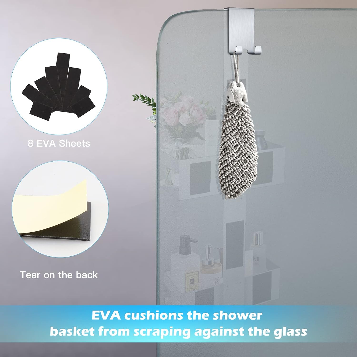 Over Door Shower Caddy, SUS304 Stainless Steel, No Drilling, Silver - Image 6