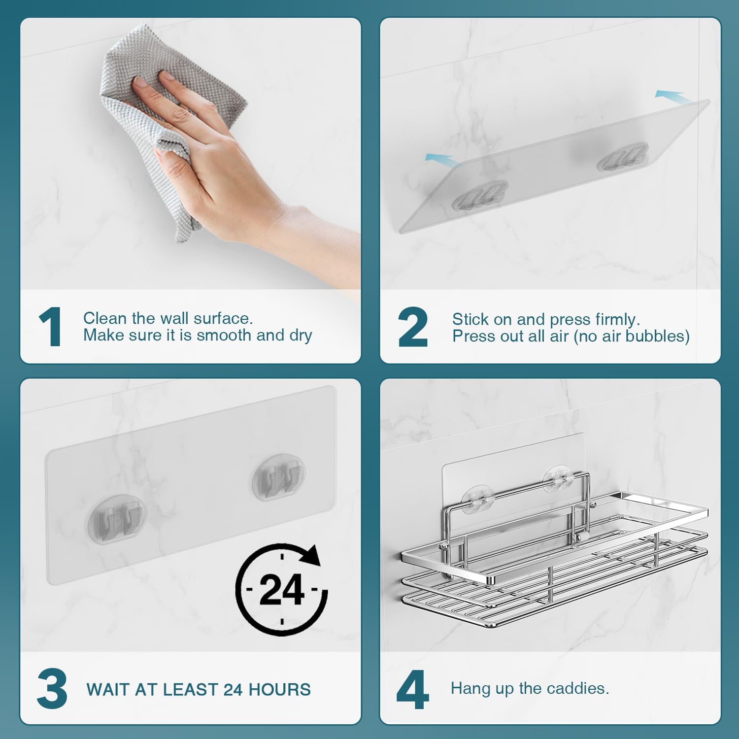 Stainless Steel No-Drill Shower Caddy, 2-Pack, Silver, 11.8 x 4.3 Inches - Image 9